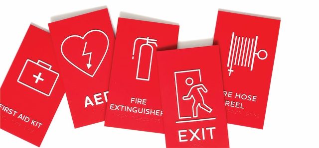 Fire Safety Exit Markings, Emergency Exit Compliance, Building Safety Standards, Evacuation Route Visibility, Fire Safety Signage,